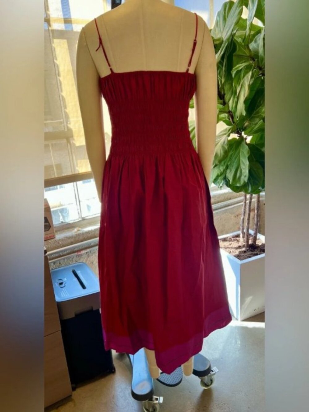 J.Crew Reverie Dress in Colorblock Cotton Poplin in Red Pink Combo - Picture 6 of 7